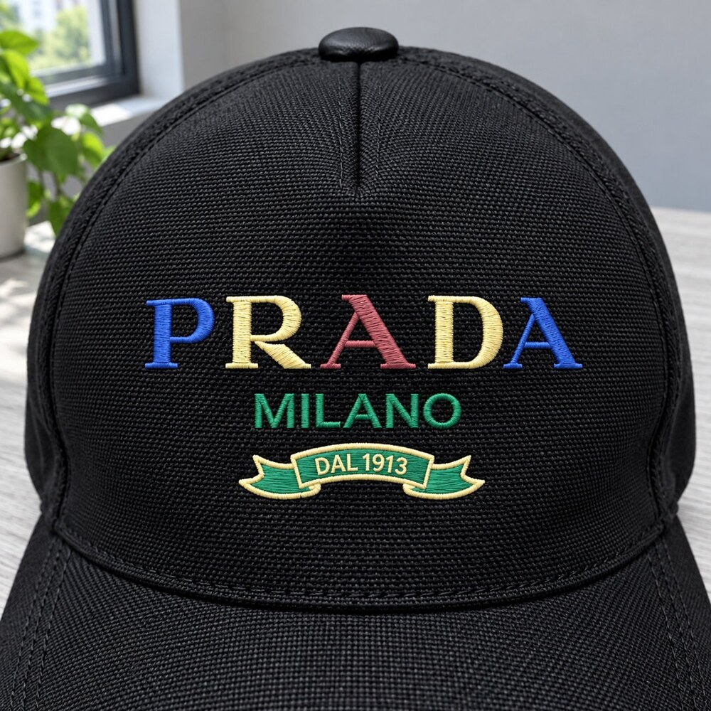 Prada Black Cap with Multicolor Logo - Picture 5 of 6